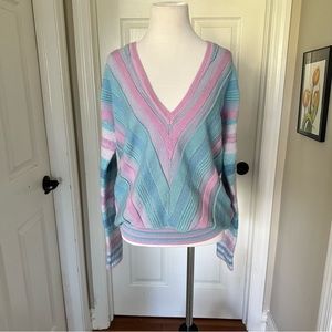Tularosa Revolve Kinsley Sweater V-neck Rainbow Stripes (pastel)